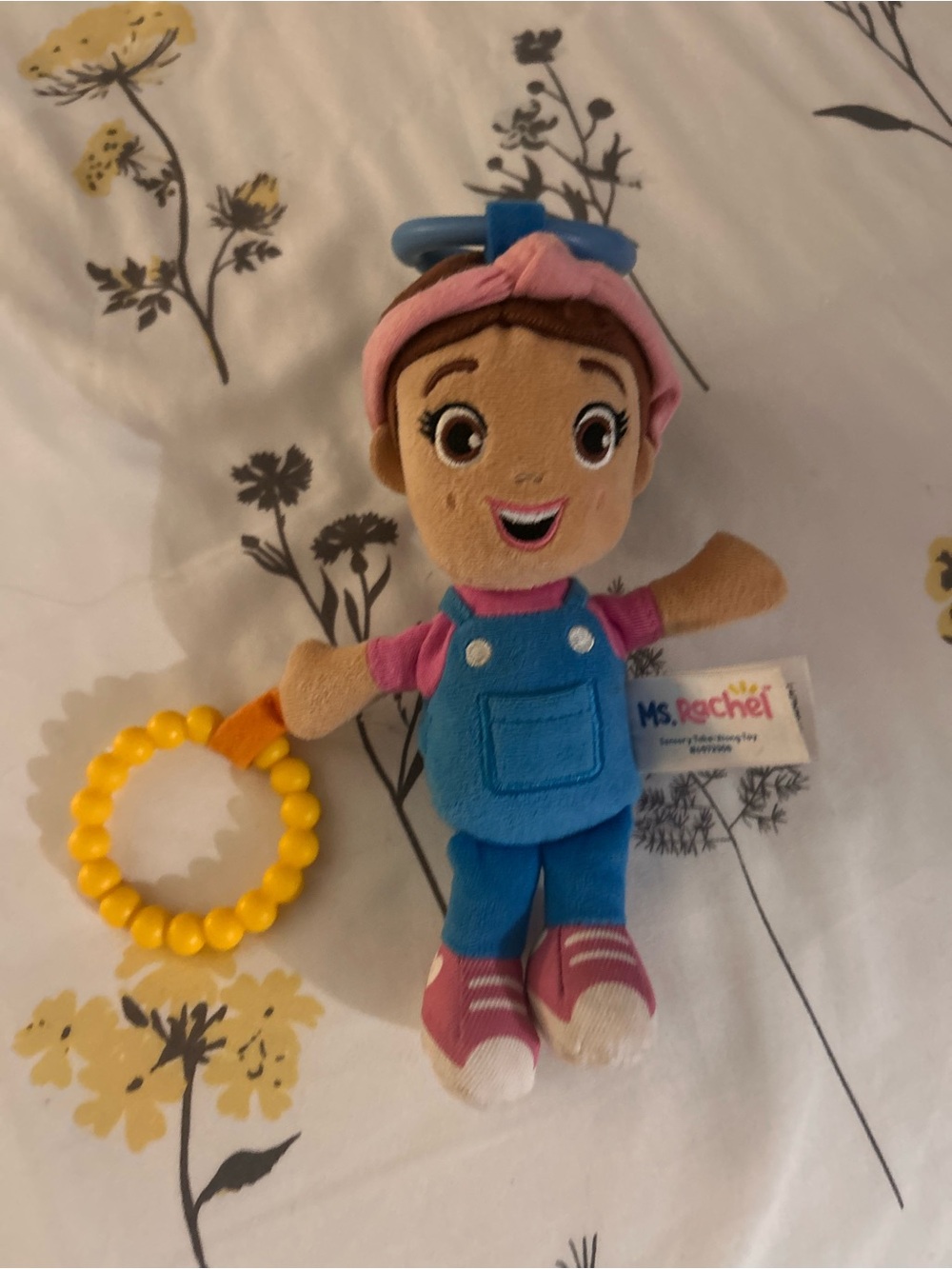 Ms. Rachel Plush Rattle Toy - Pink & Blue